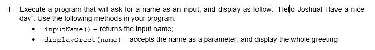 Solved Java task (Methods) INSTRUCTION: Provide the Java | Chegg.com