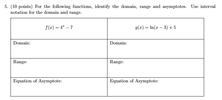 domain and range of functions with asymptotes