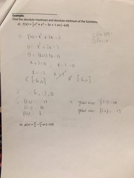 Solved Example: Find the absolute maximum and absolute | Chegg.com