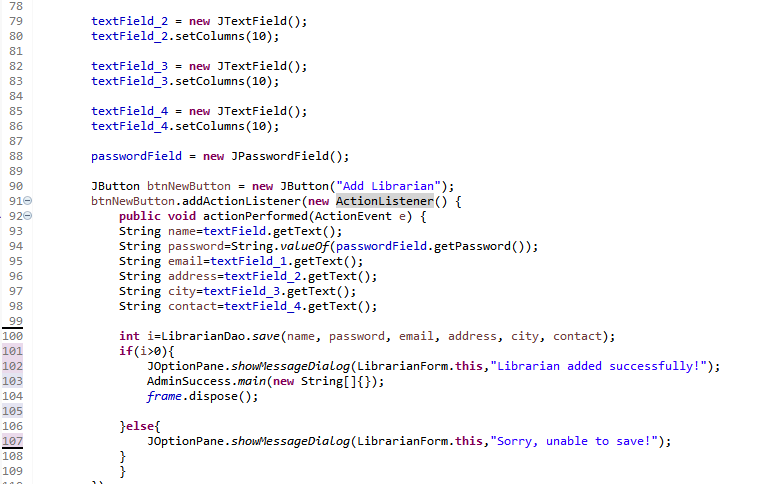 Library Programming Form public LibrarianForm() { | Chegg.com