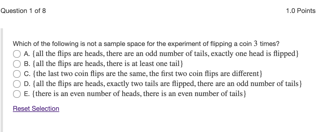 experiment sample space flipping a coin