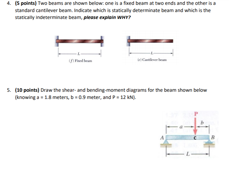 Solved 4. (5 points) Two beams are shown below: one is a | Chegg.com
