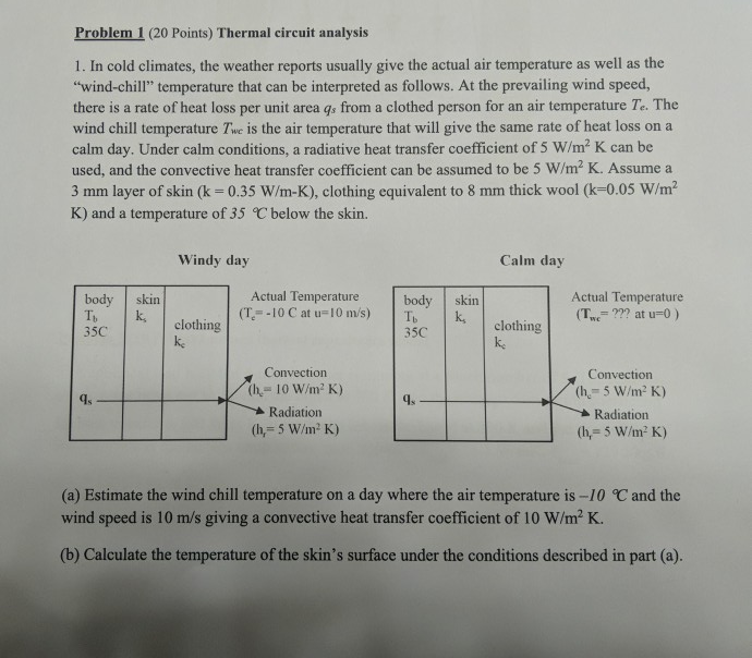 Solved Problem 1 (20 Points) Thermal Circuit Analysis 1.