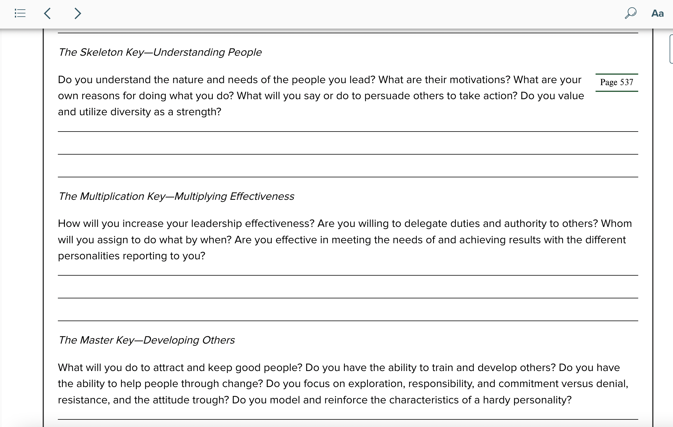 Exercise 20-1 Personal Analysis of Leadership-Nine | Chegg.com