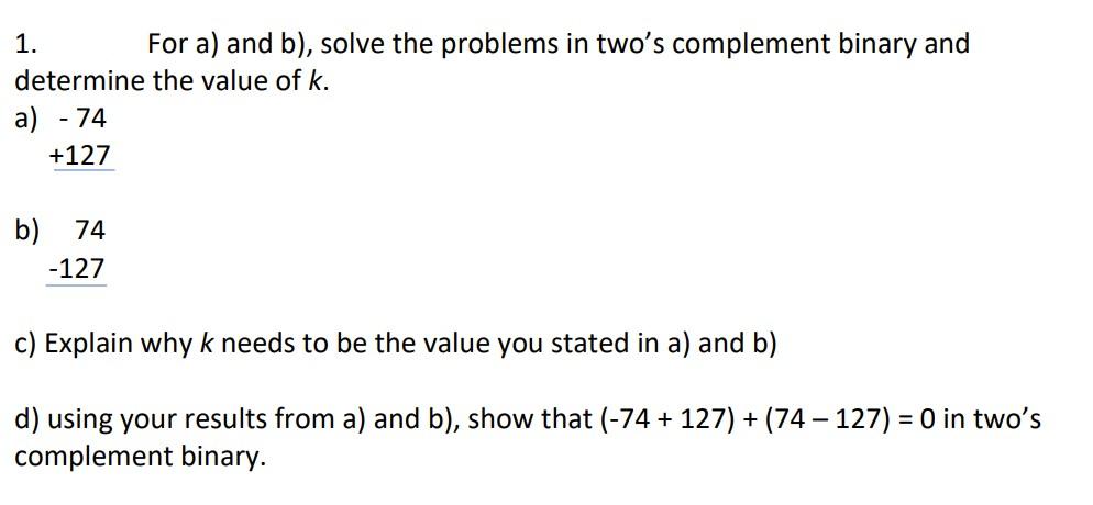 Solved 1. For A) And B), Solve The Problems In Two's | Chegg.com