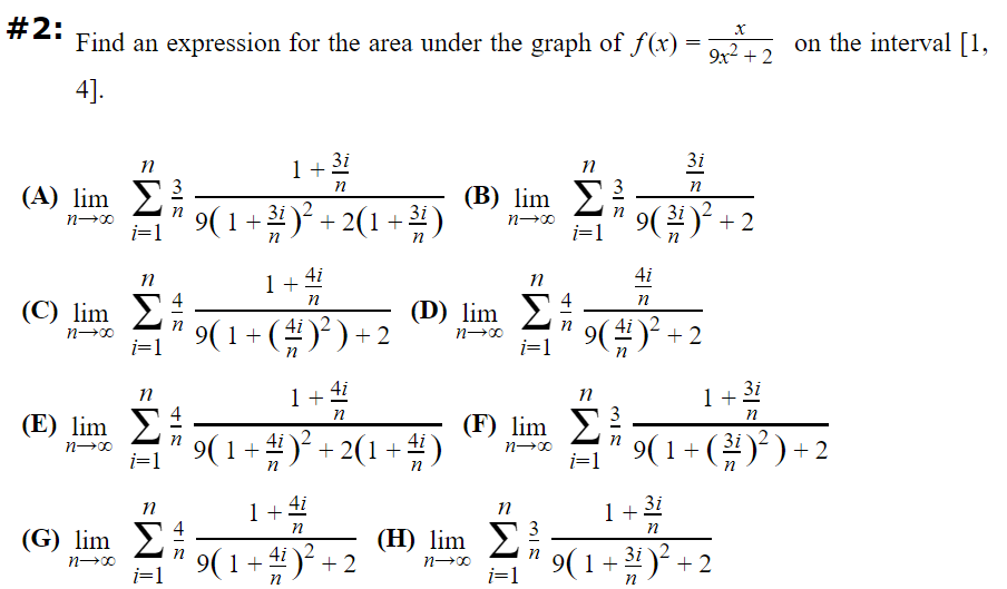 Solved \#2: Find an expression for the area under the graph | Chegg.com