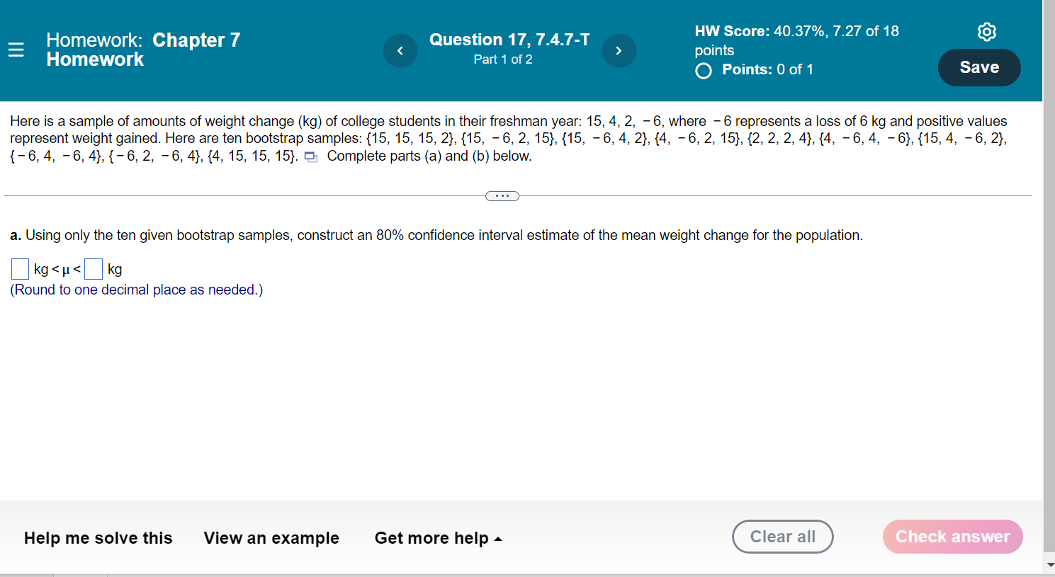 Solved Homework: Chapter 7 Homework Question 17, 7.4.7-T | Chegg.com