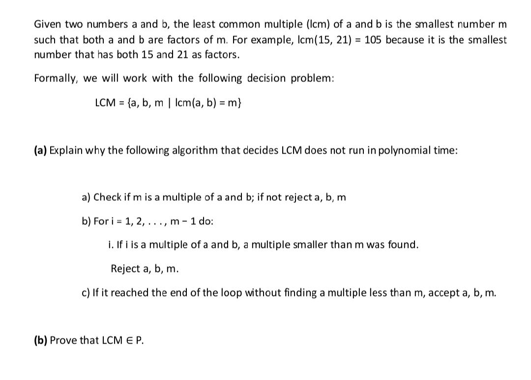 Solved Given Two Numbers A And B, The Least Common Multiple | Chegg.com