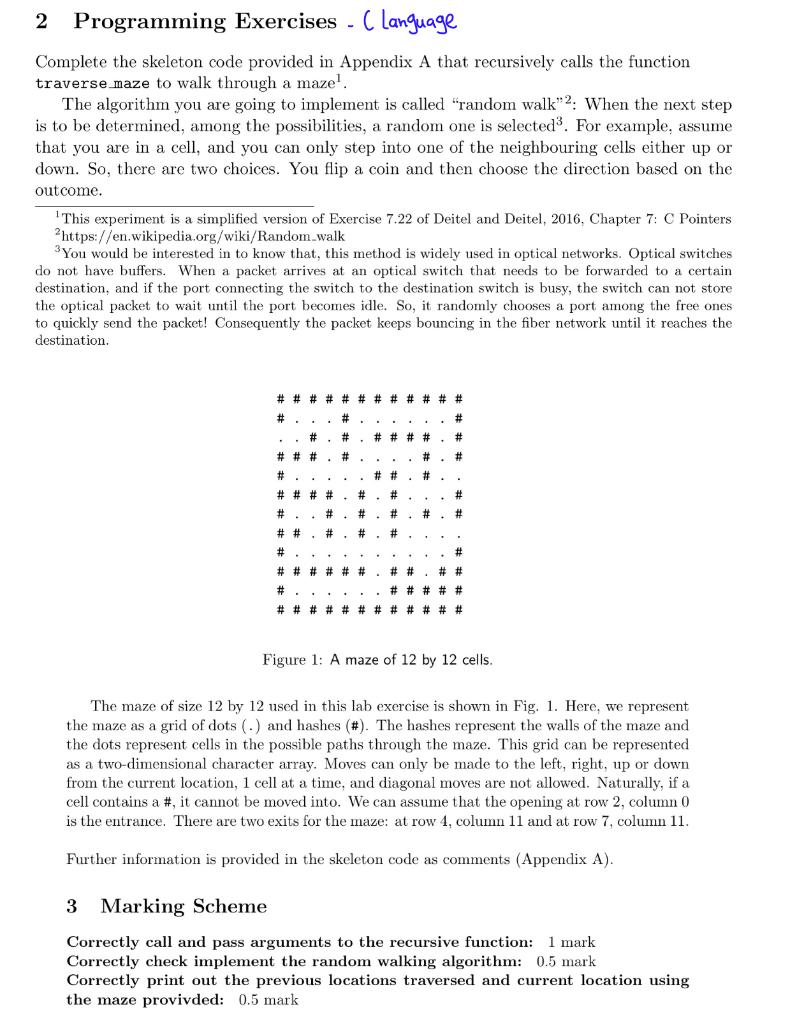 Solved 2 Programming Exercises - ( Language Complete the | Chegg.com