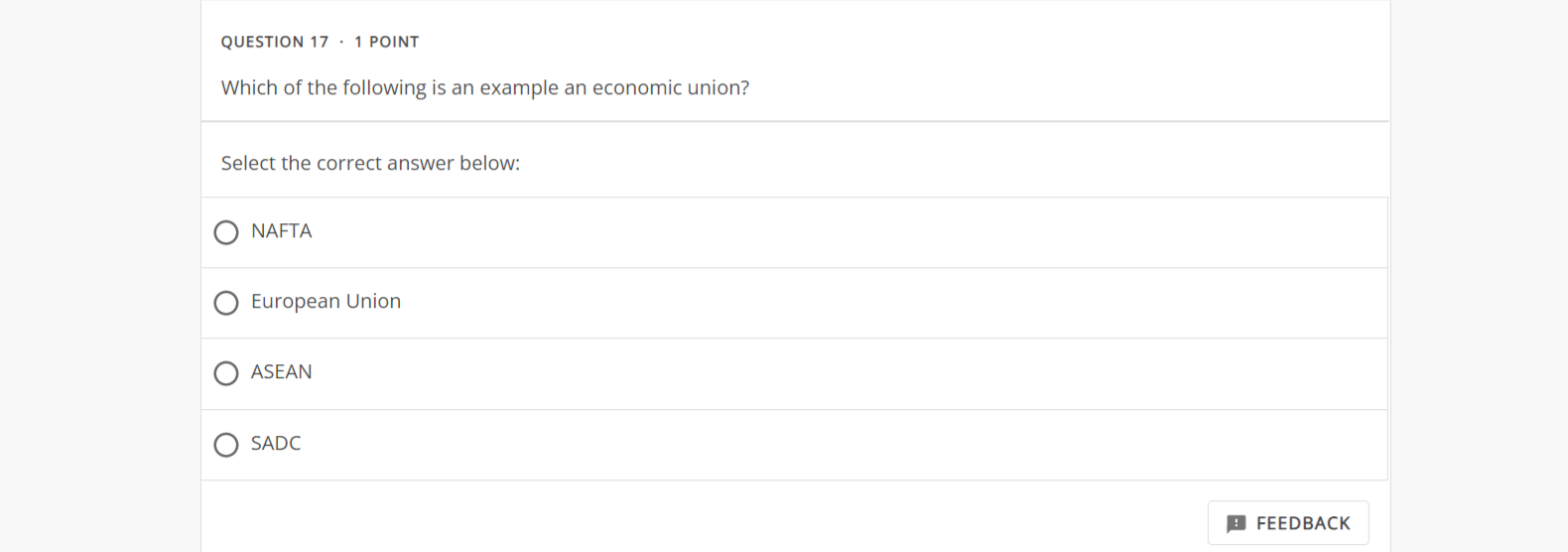 Solved QUESTION 17. 1 POINT Which of the following is an | Chegg.com