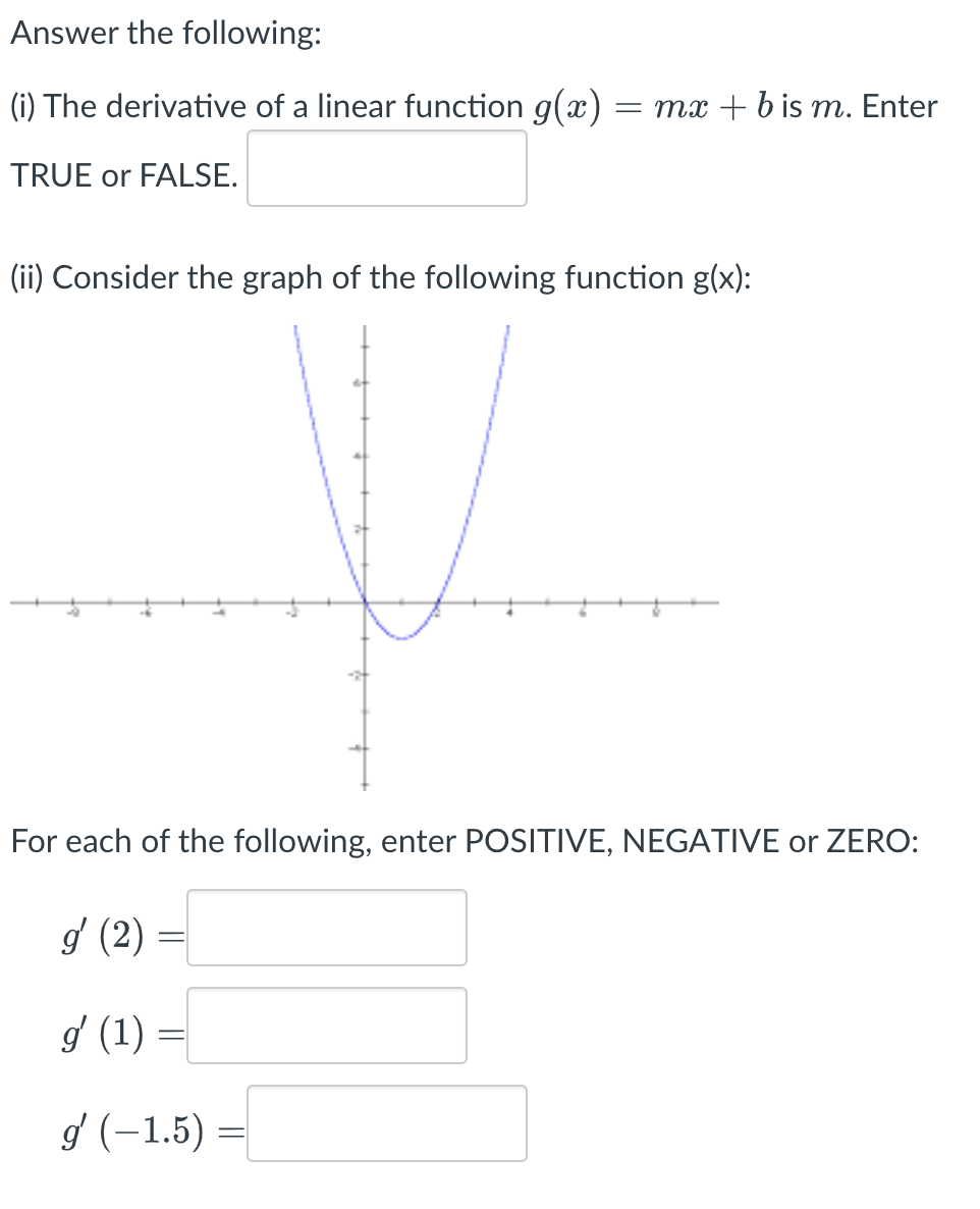 Solved Answer the following: (i) The derivative of a linear | Chegg.com