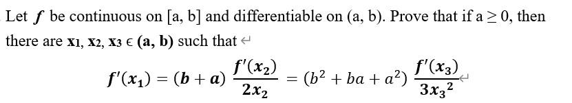 Solved Let f be continuous on [a, b] and differentiable on | Chegg.com