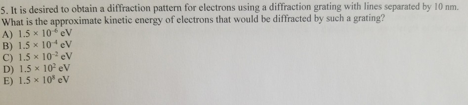 Solved 5. It is desired to obtain a diffraction pattern for | Chegg.com