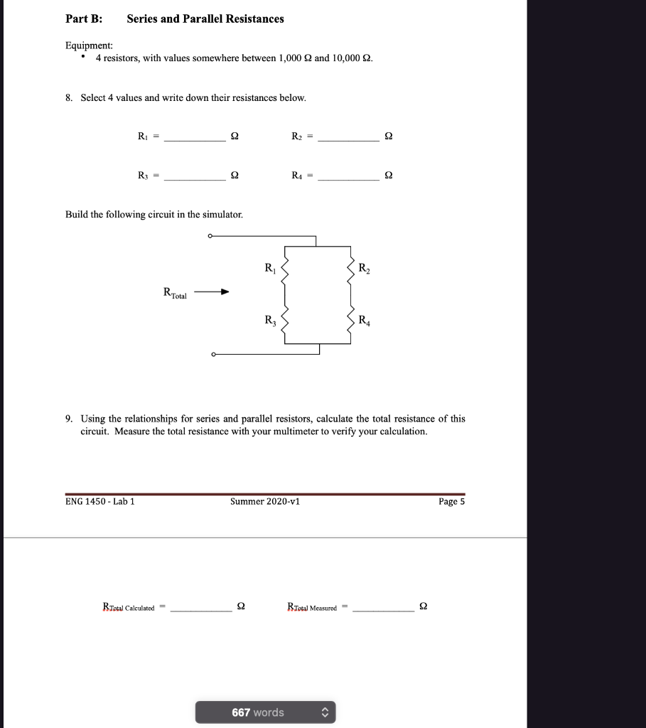 Solved Part B: Series And Parallel Resistances Equipment: 4 | Chegg.com