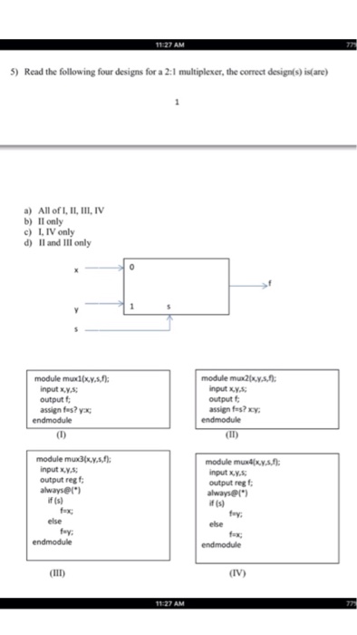 Solved Read the following four designs for a 2:1 | Chegg.com