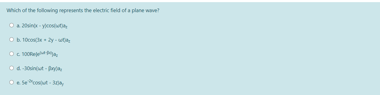 Solved Which of the following represents the electric field | Chegg.com