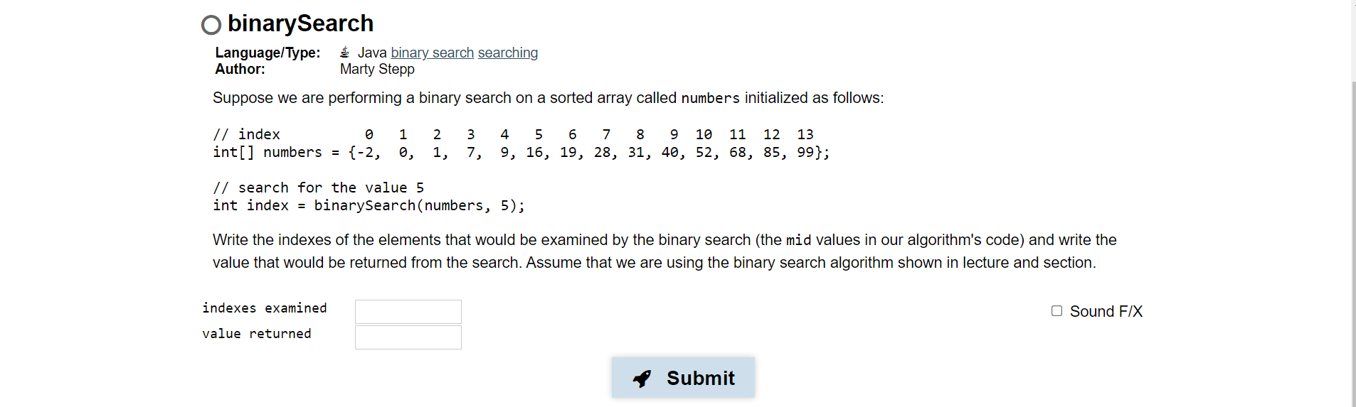 Solved O binary Search Language/Type: Java binary search | Chegg.com