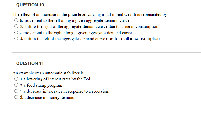 Solved QUESTION 10 The effect of an increase in the price | Chegg.com