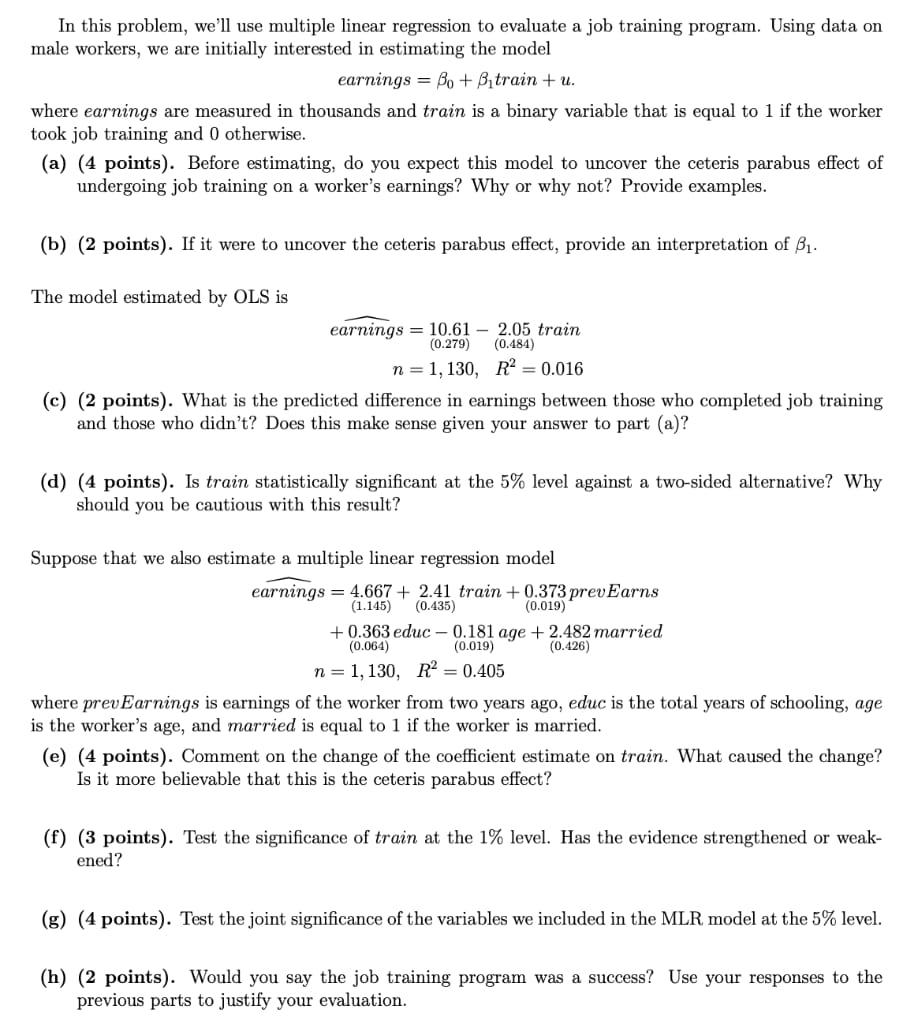 Solved In this problem, we'll use multiple linear regression | Chegg.com
