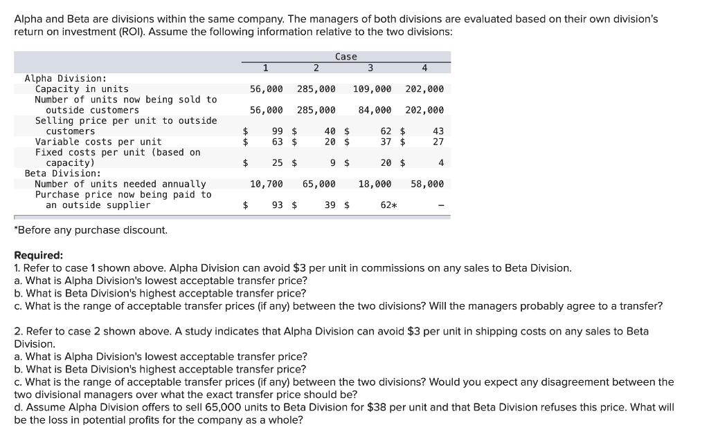 solved-alpha-and-beta-are-divisions-within-the-same-company-chegg