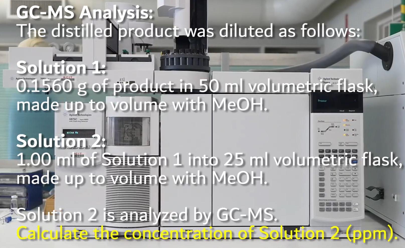 Solved GC-MS Analysis: The distilled product was diluted as | Chegg.com