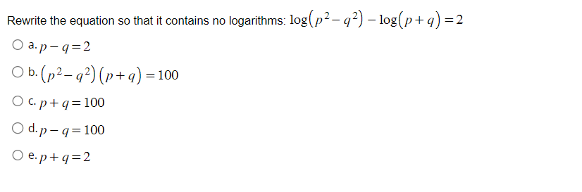 Solved Rewrite the equation so that it contains no | Chegg.com