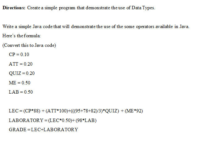 Solved Directions: Create a simple program that demonstrate | Chegg.com