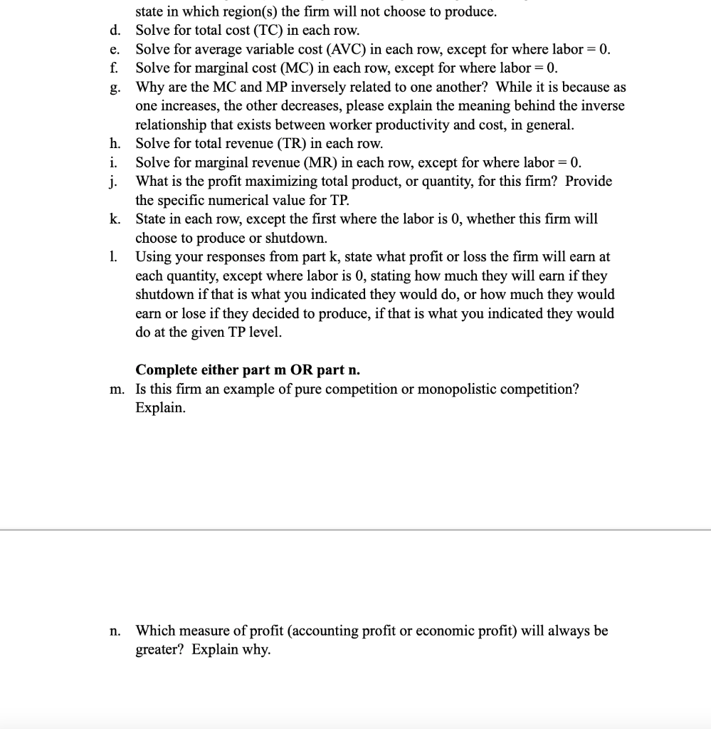 Solved 5. Firm Measures: Productivity, Costs, Revenues, and | Chegg.com