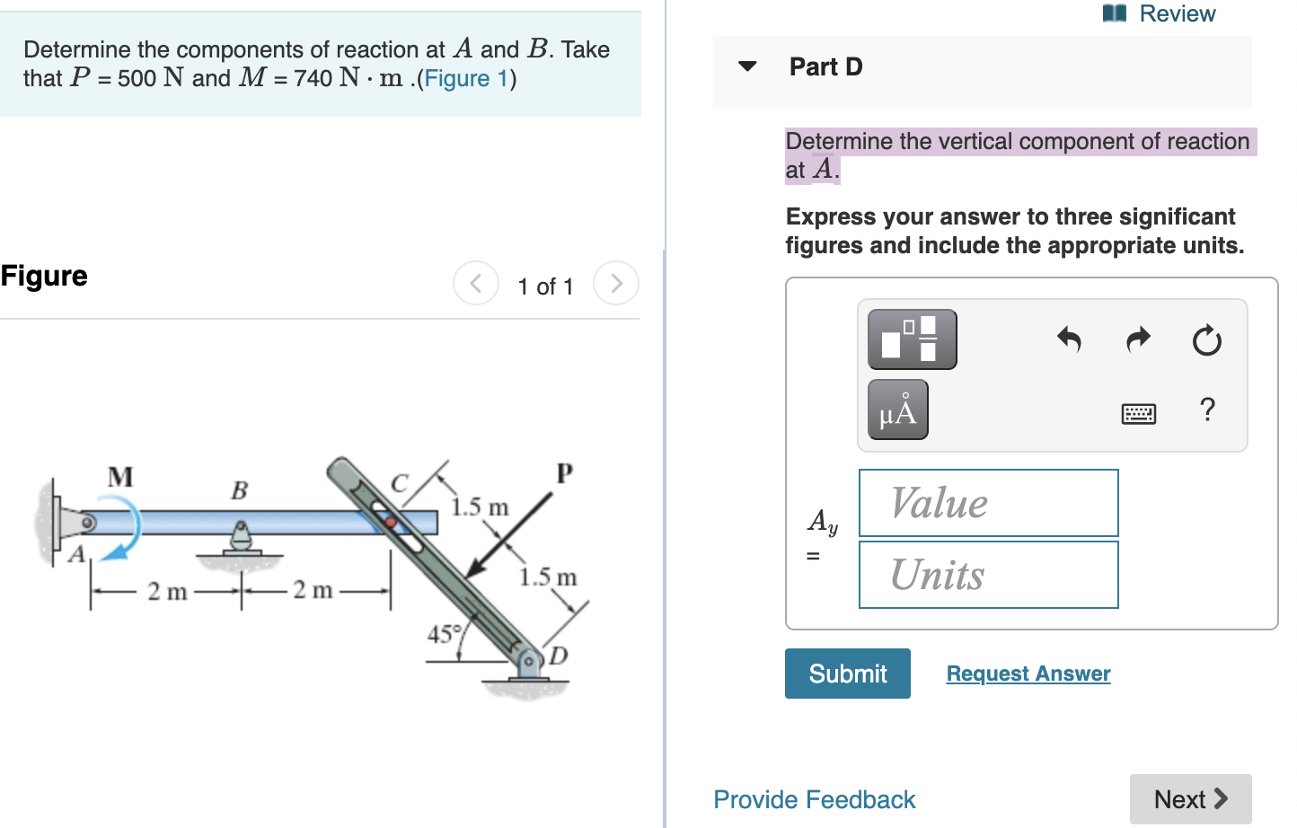 Solved Determine The Components Of Reaction At A And B. Take | Chegg.com