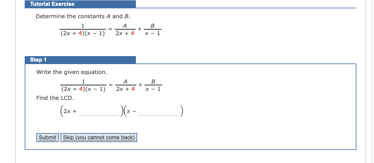 Solved Tutorial Exercise Determine The Constants A And B. = | Chegg.com