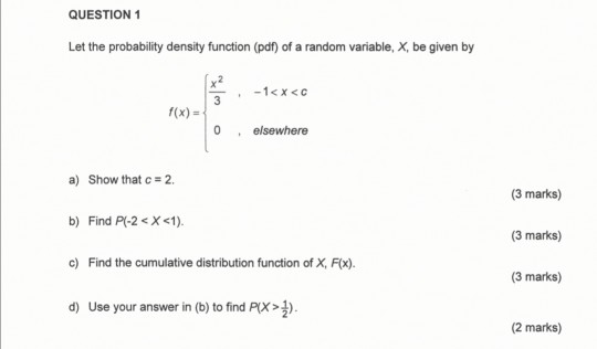 Solved QUESTION 1 Let The Probability Density Function (pdf) | Chegg.com