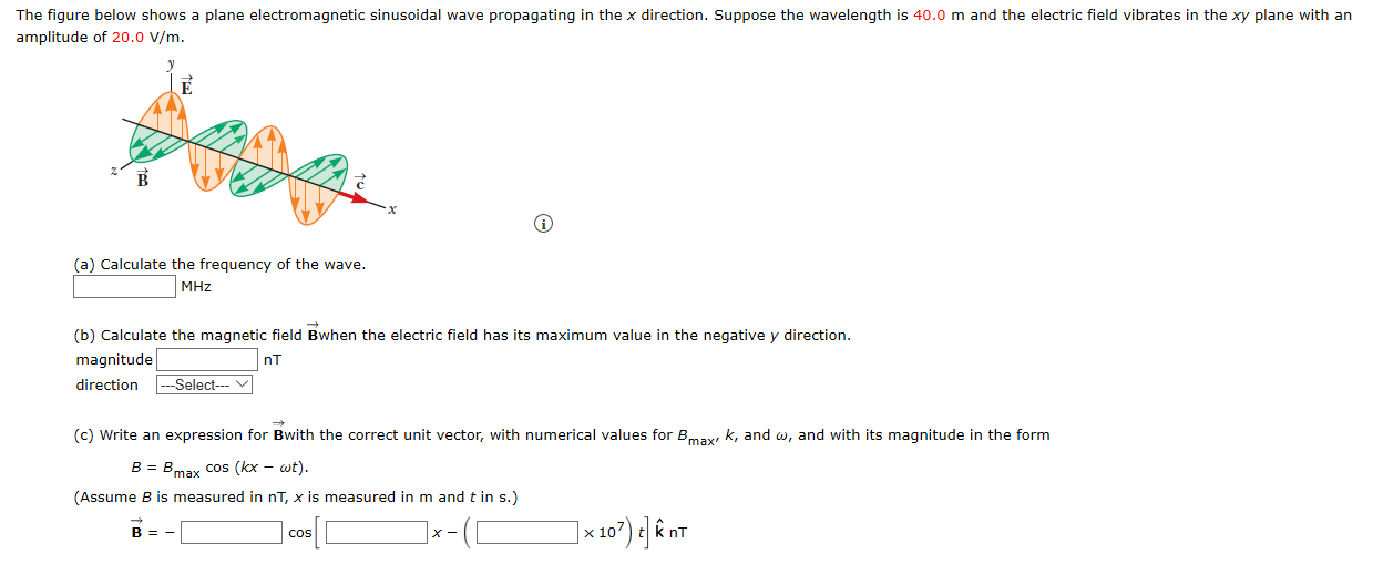 Solved The figure below shows a plane electromagnetic | Chegg.com