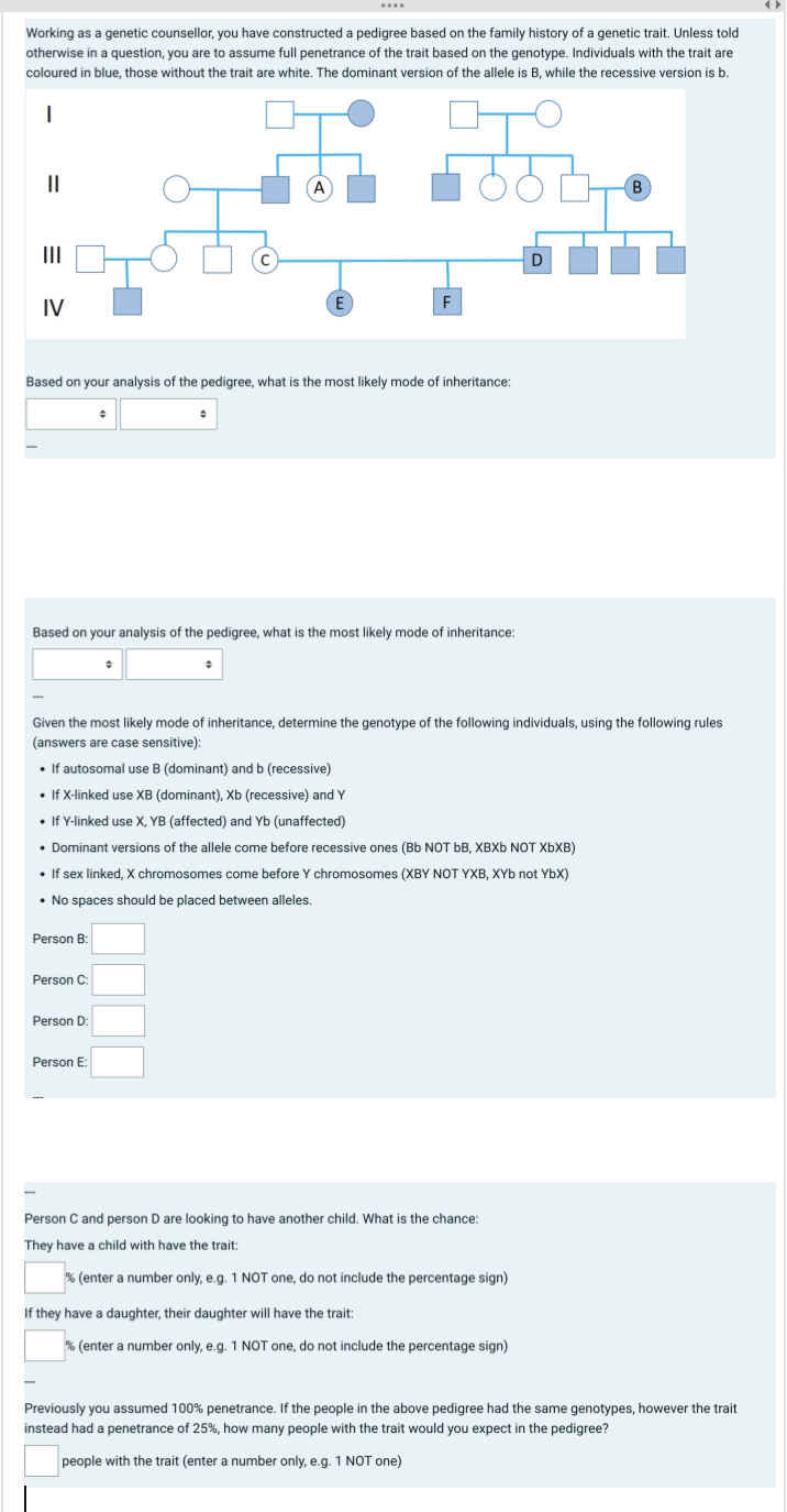 Solved Working as a genetic counsellor, you have constructed | Chegg.com