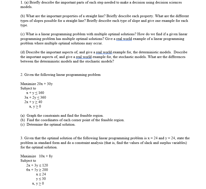 Solved 1. (a) Briefly describe the important parts of each | Chegg.com