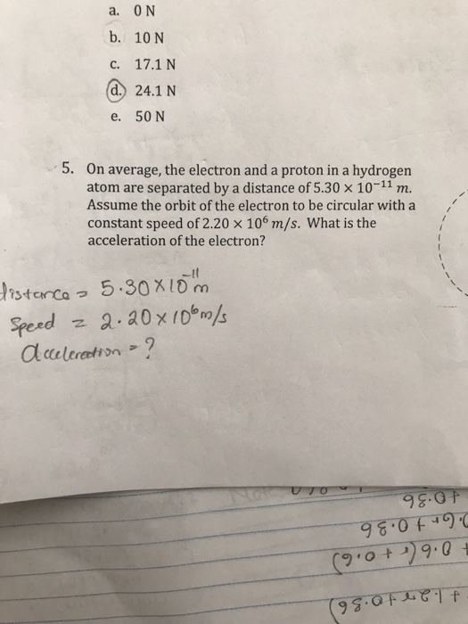 Solved a. ON b. 10 N c. 17.1 N d. 24.1 N e. 50 N 5. On | Chegg.com