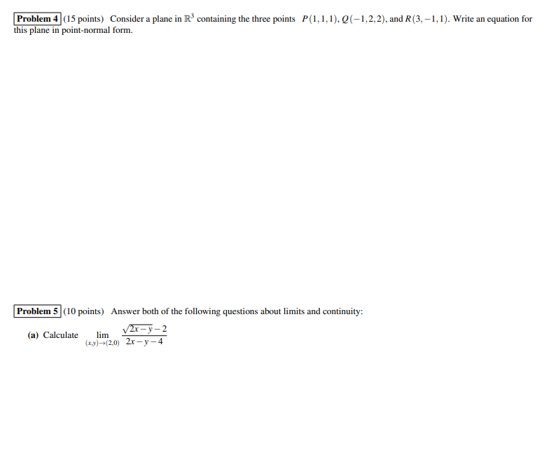 Solved Problem 4 (15 points) Consider a plane in R | Chegg.com