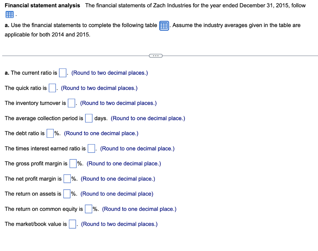 Solved Financial statement analysis The financial statements | Chegg.com
