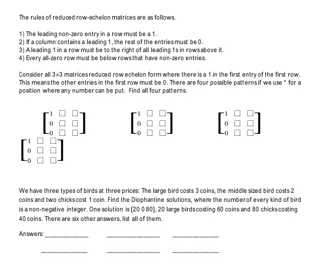 Solved The rules of reduced row echelon matrices are as Chegg