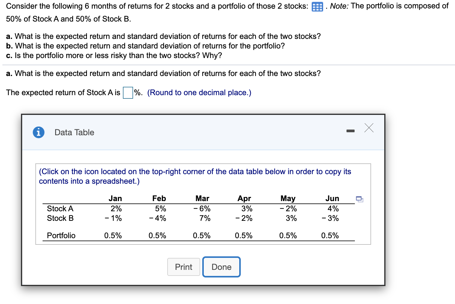 Solved Note: The portfolio is composed of Consider the | Chegg.com