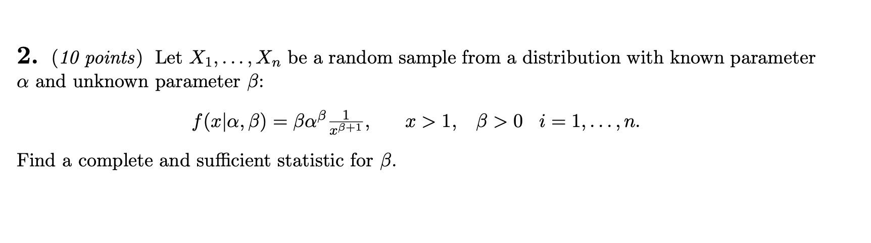 2 10 Points Let X1 Be A Random Sample Chegg Com