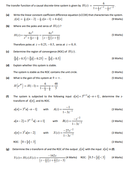 Solved The transfer function of a causal discrete-time | Chegg.com