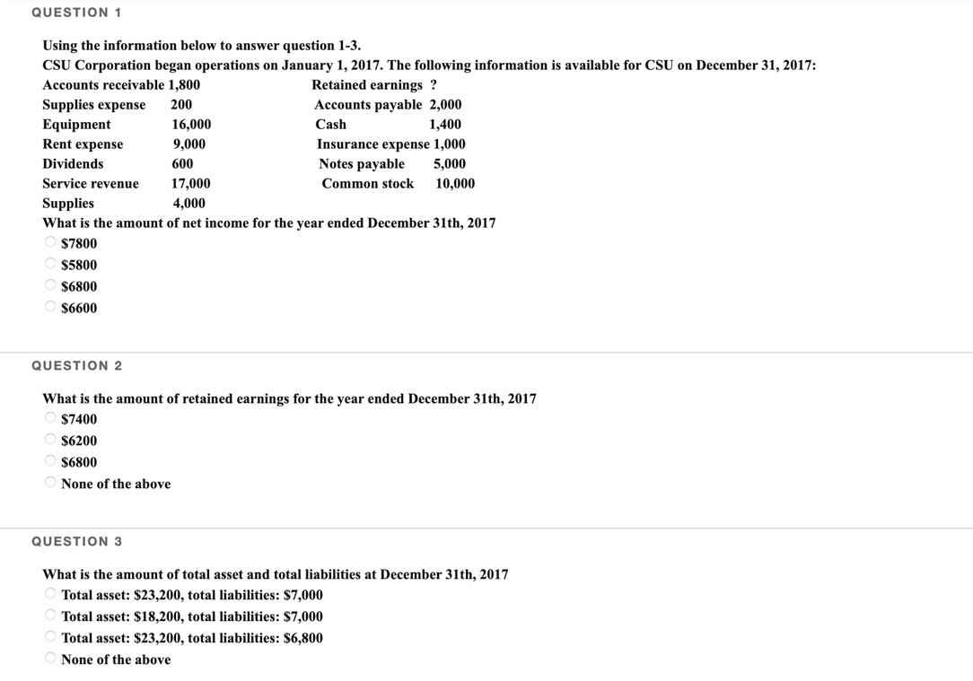 Solved QUESTION 1 Using the information below to answer | Chegg.com