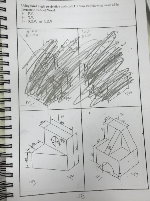 Solved Using third angle projection and scale 1: 1 draw | Chegg.com
