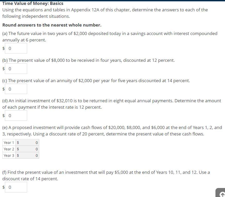 Solved Time Value of Money: Basics Using the equations and | Chegg.com