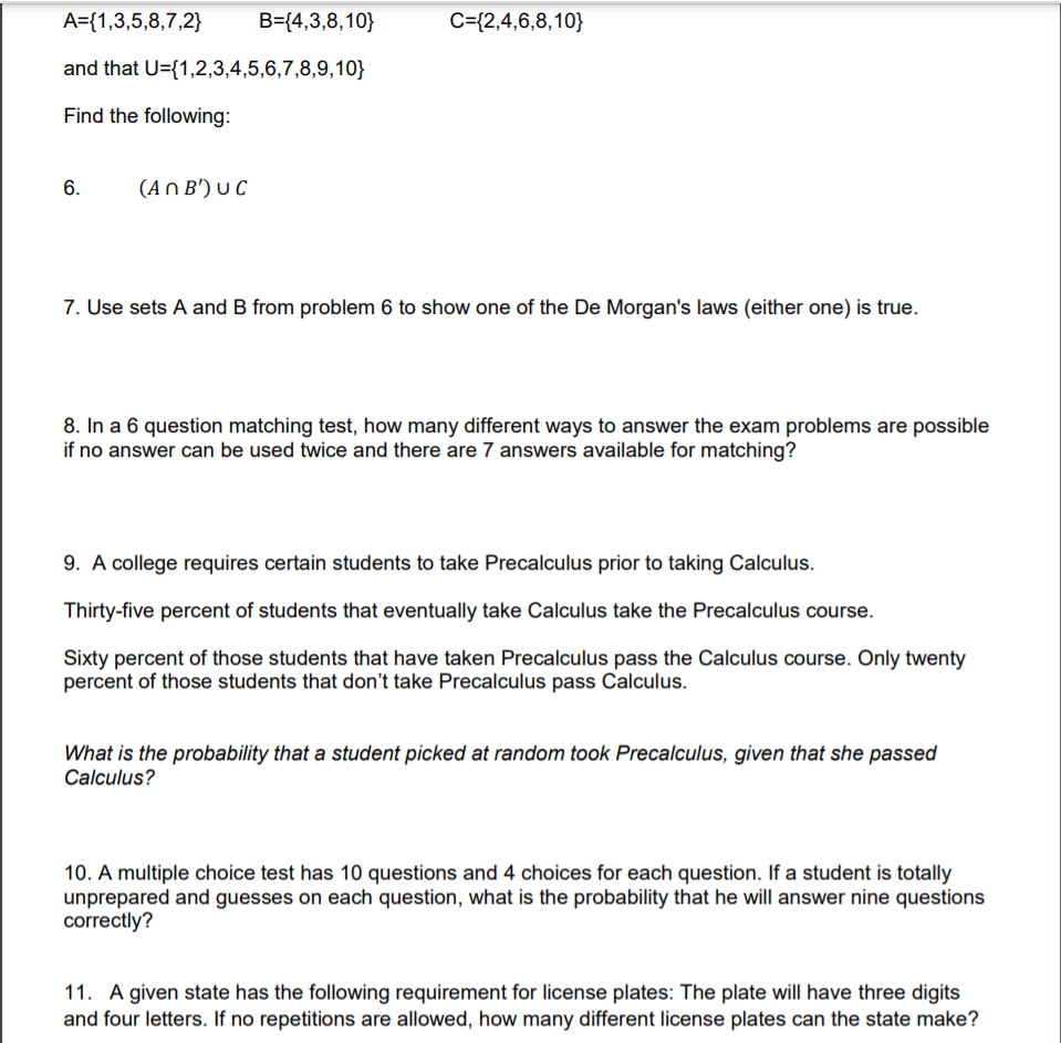 Solved A={1,3,5,8,7,2} B={4,3,8,10} C={2,4,6,8,10} And That | Chegg.com