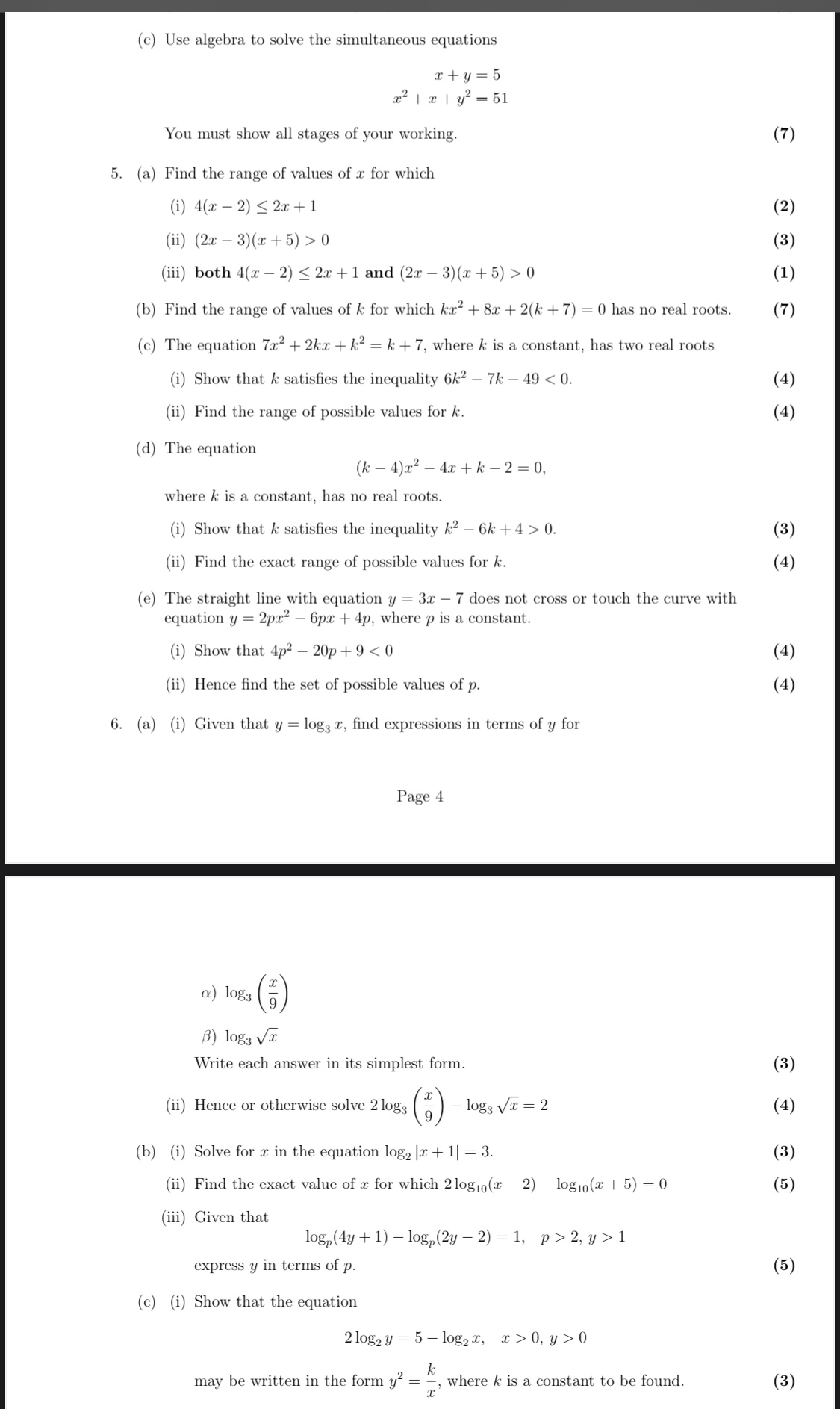 Solved (c) Use algebra to solve the simultaneous equations | Chegg.com