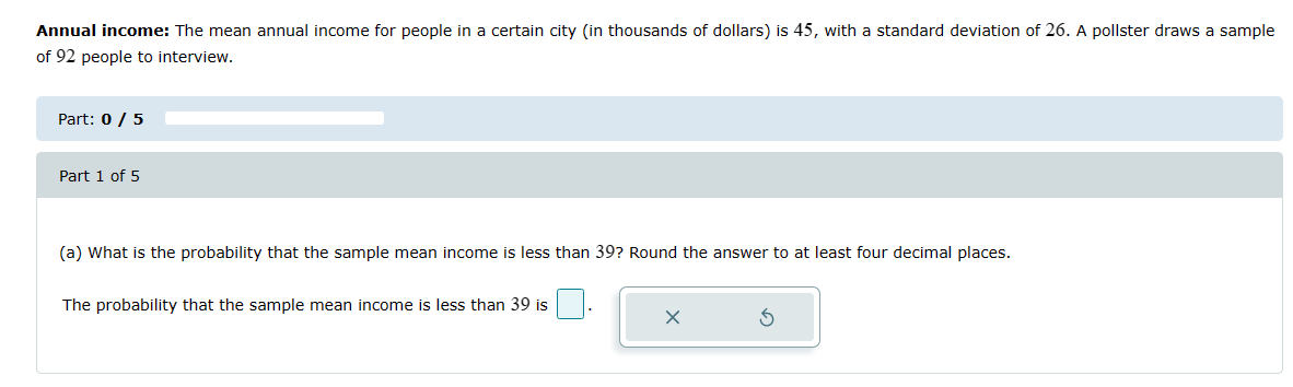 Solved Annual income: The mean annual income for people in a | Chegg.com