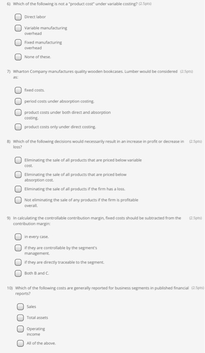 Solved 6) Which of the following is not a "product cost" | Chegg.com