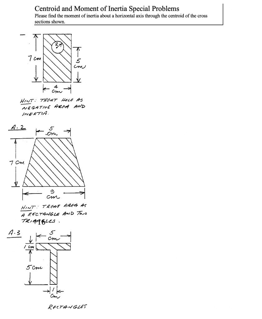 Solved Centroid and Moment of Inertia Special Problems | Chegg.com