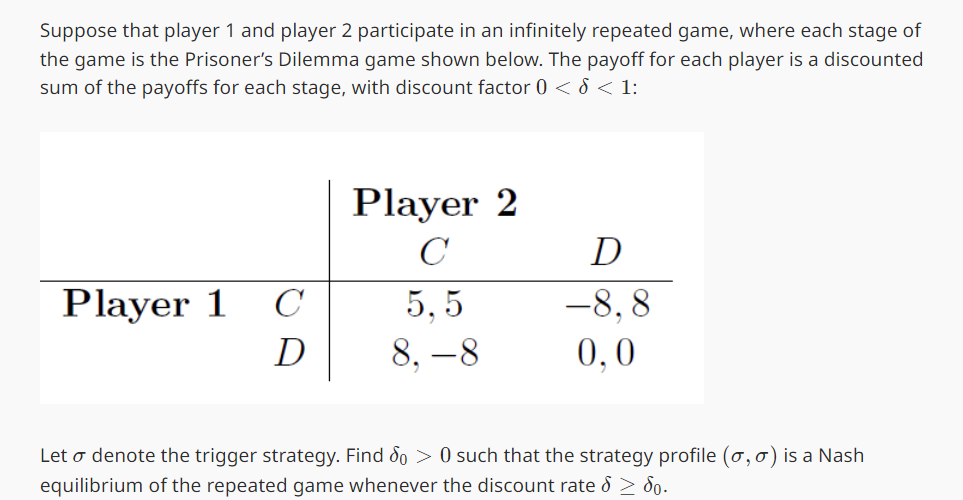 Solved Suppose that player 1 and player 2 participate in an | Chegg.com